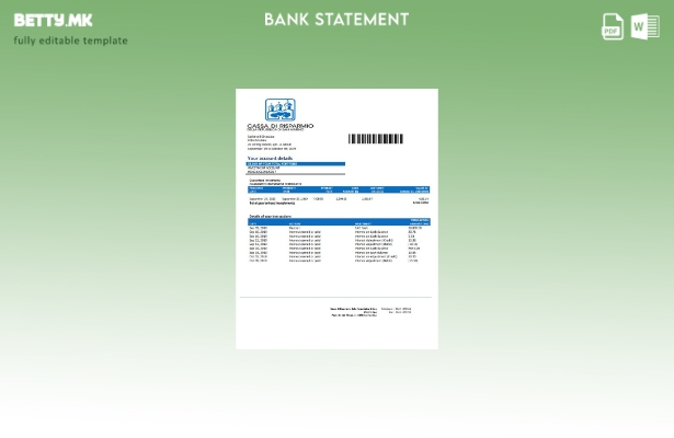 Модерен стил Шаблон за збор од извод од банка во Сан Марино Каса ди Риспармио